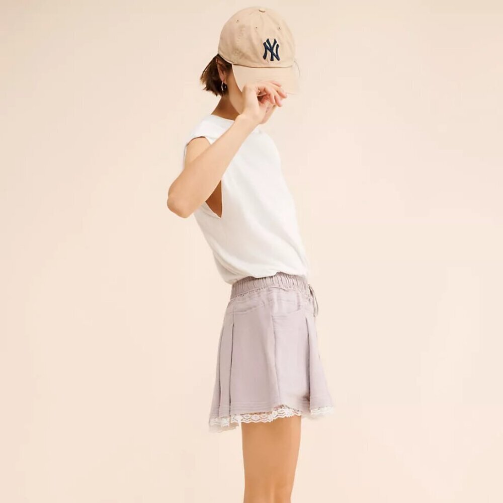 Anthropologie Daily Practice Goal Line Twofer Mini Dress White and Gray Lacey Lg